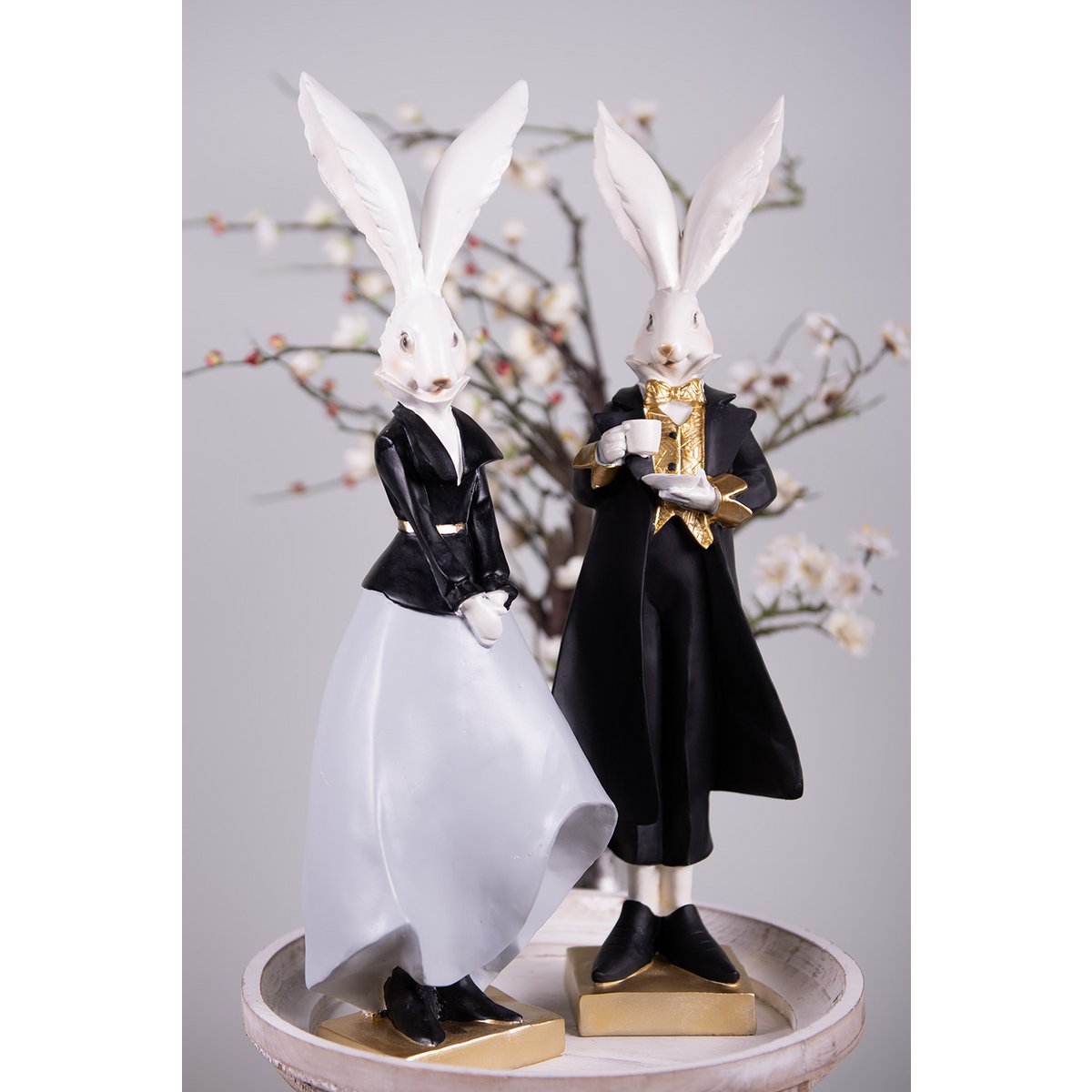 Black and Grey Rabbit Decoration (2) 14x12x47 / 14x12x47 cm