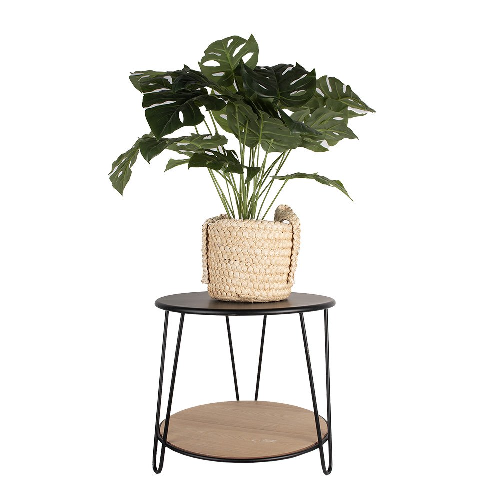 Table d'appoint - noir, fer et bois