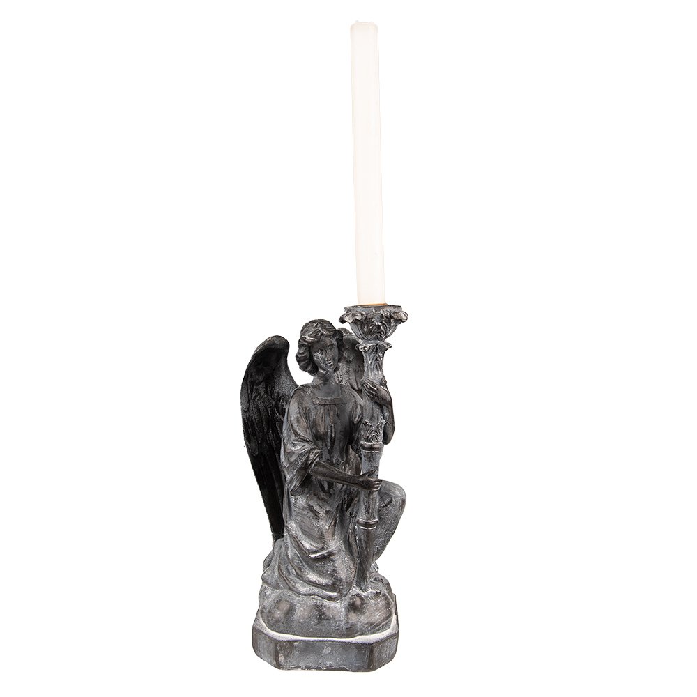 Grey angel candle holder 15x14x29 cm