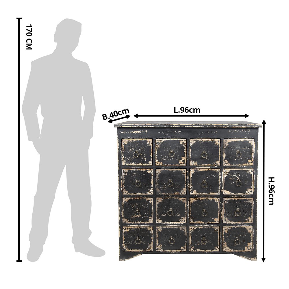 Commode/Meuble de métier - Bois - Noir