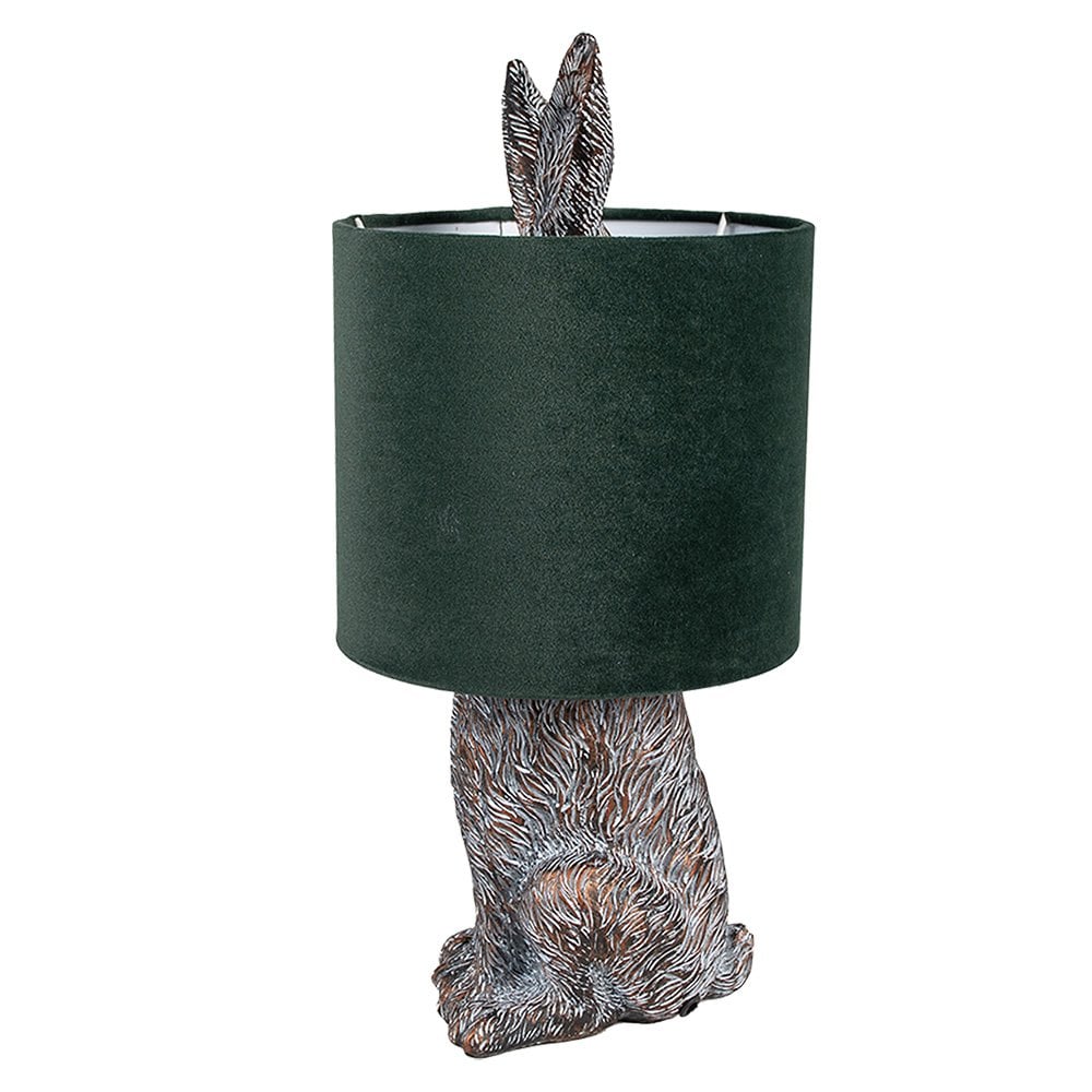 Lampe à poser Lapin - cuivré et vert foncé