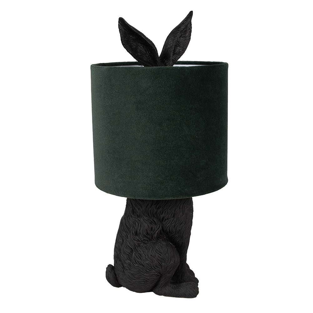 Lampe à poser Lapin - noir et velours vert