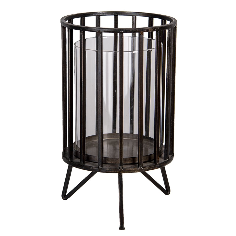 Bougeoir - Métal noir/Verre