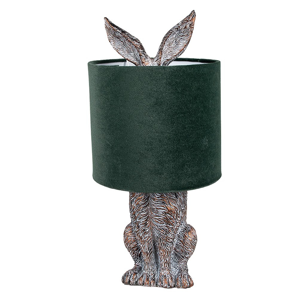 Lampe à poser Lapin - cuivré et vert foncé