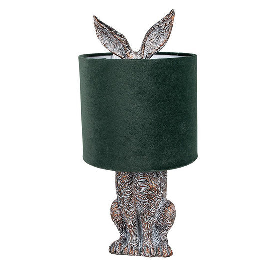 Lampe à poser Lapin - cuivré et vert foncé