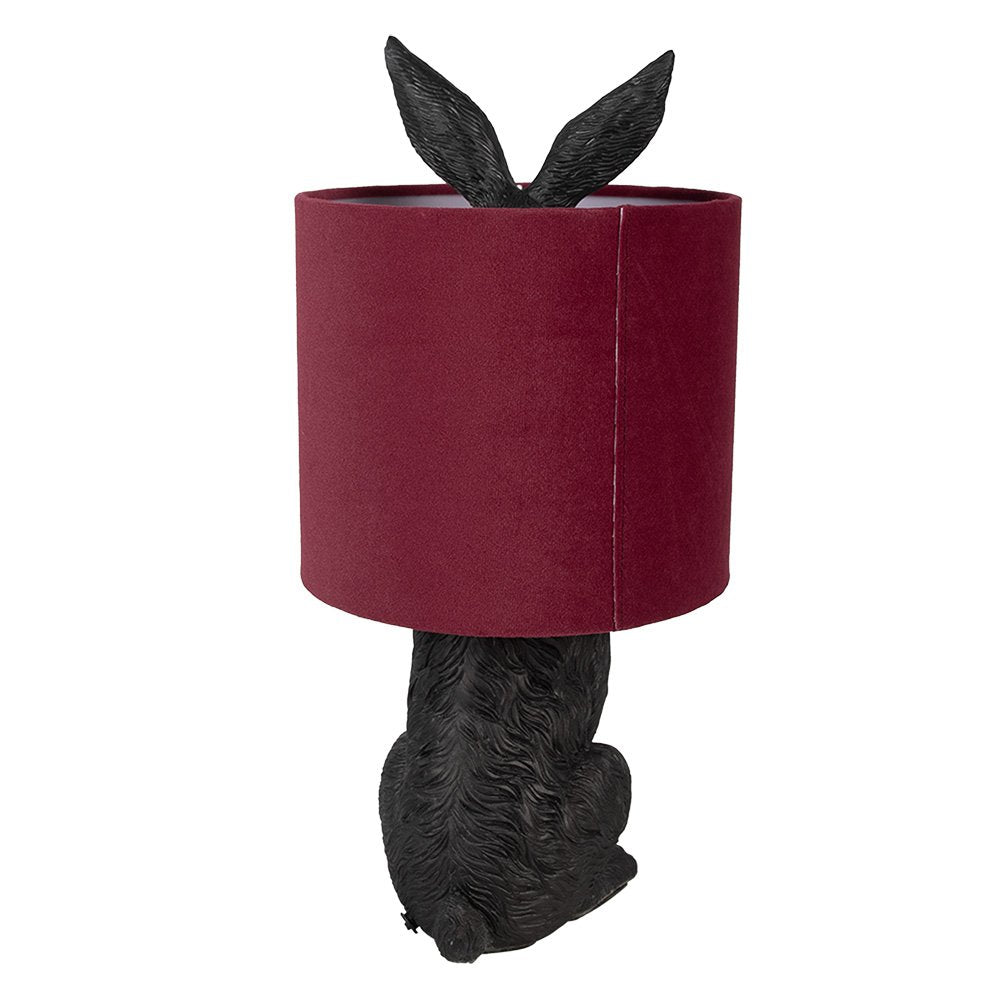 Lampe à poser Lapin- noir et velours bordeaux