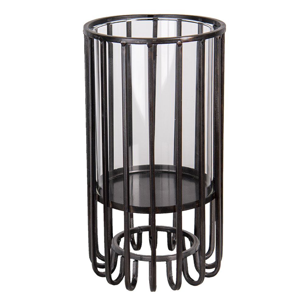 Bougeoir - Métal Noir/Verre