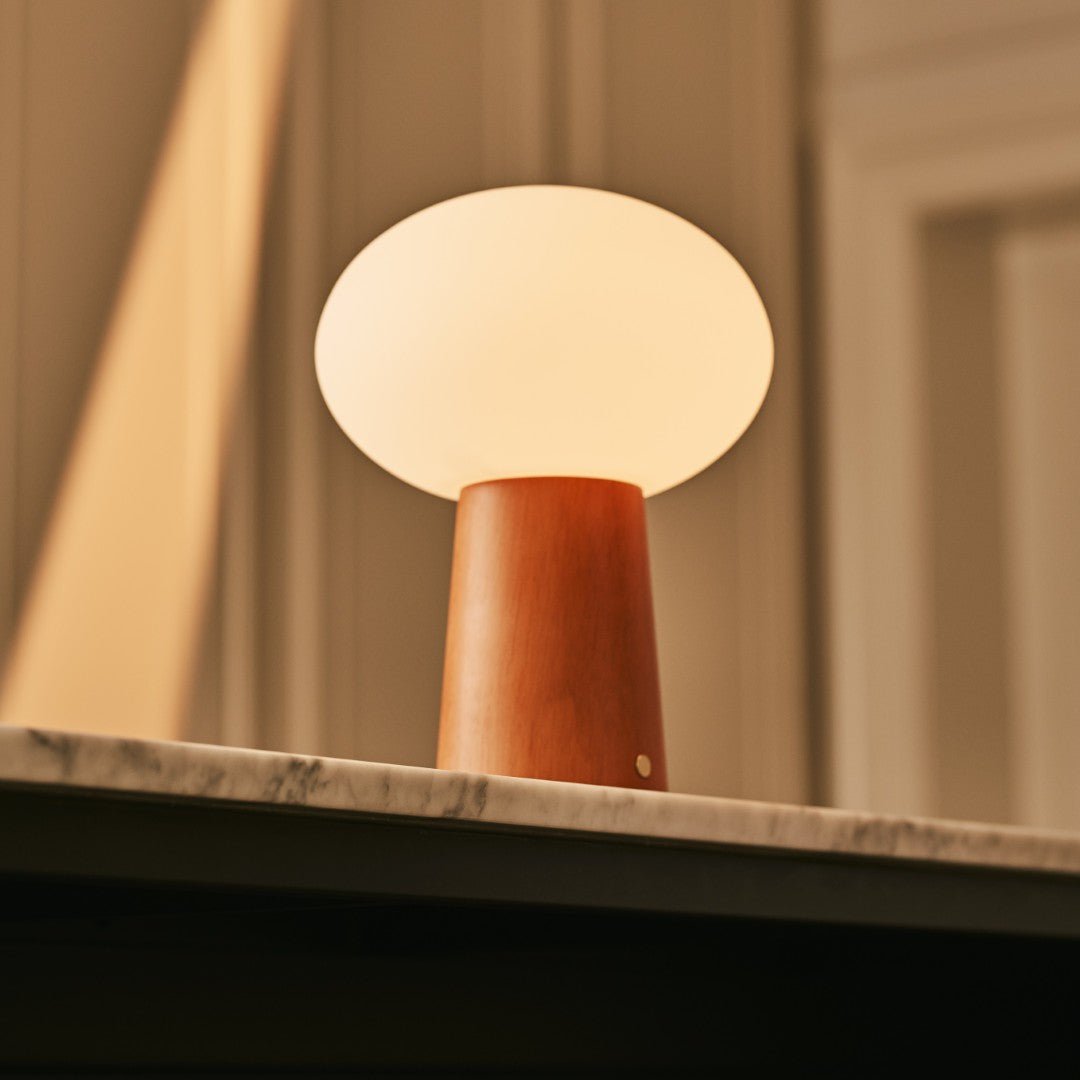 Lampe à poser - sans fil - Bois et Verre givré