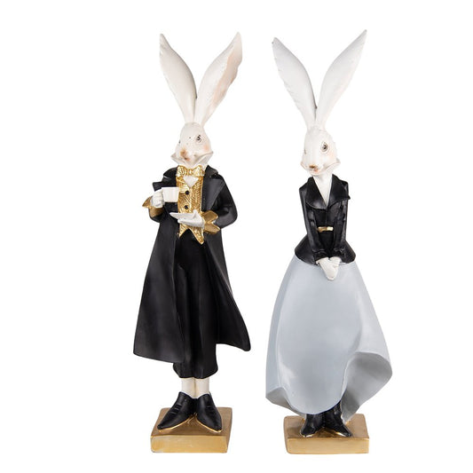 Black and Grey Rabbit Decoration (2) 14x12x47 / 14x12x47 cm