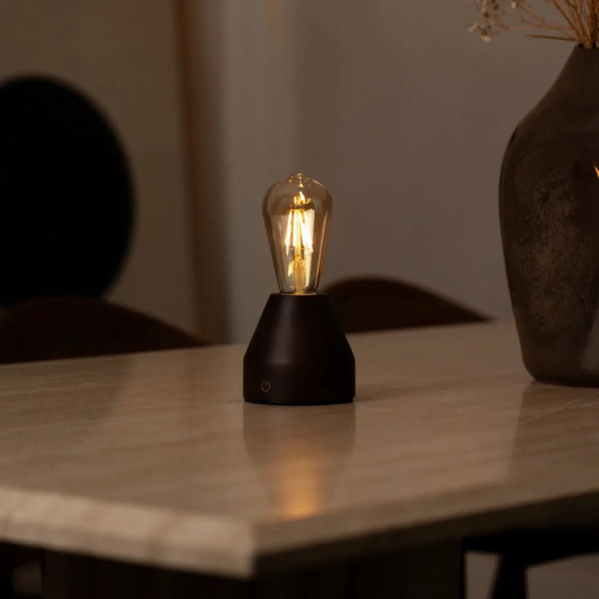 Lampe de table LED rechargeable sans fil - marron foncé