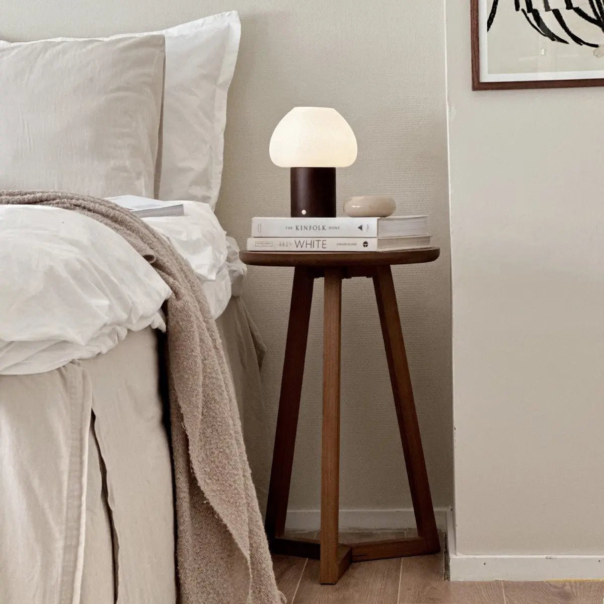 Fynn Dark Brown Wooden Lamp – Rechargeable and Dimmable Light