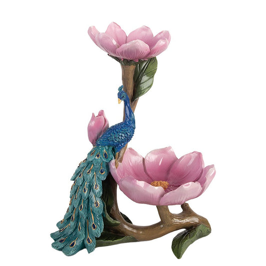 Statuette de décoration paon et fleurs