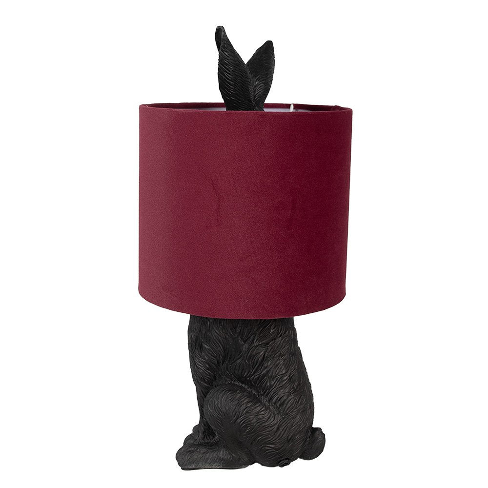 Lampe à poser Lapin- noir et velours bordeaux