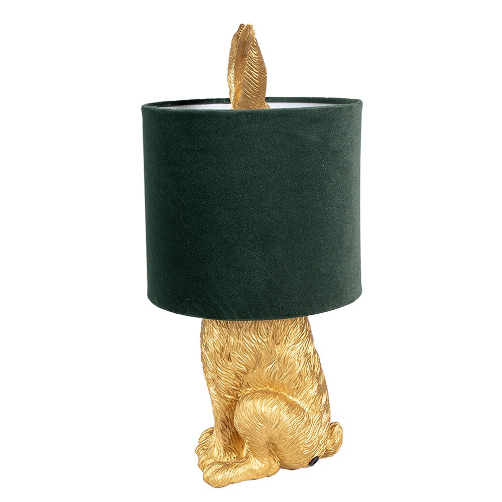 Lampe à poser Lapin - Doré et velours vert