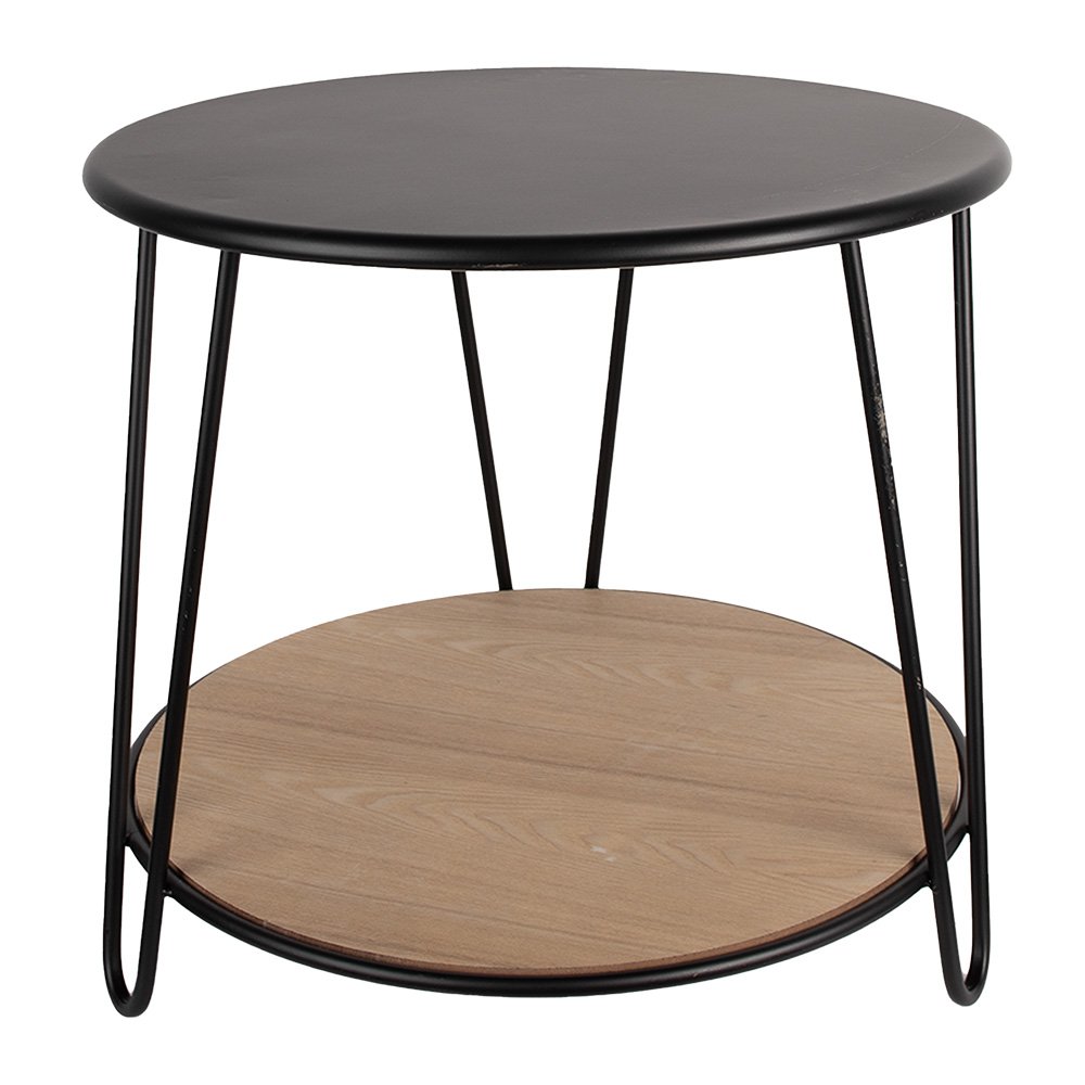 Table d'appoint - noir, fer et bois
