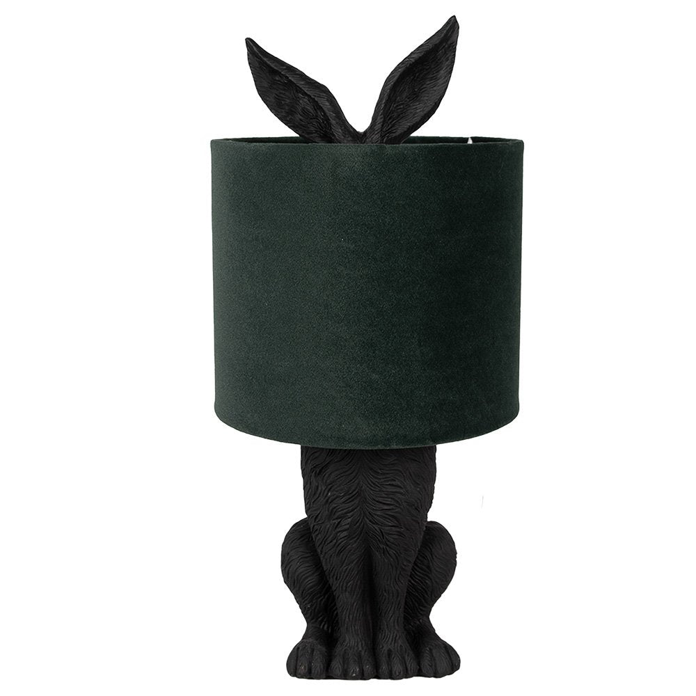 Lampe à poser Lapin - noir et velours vert