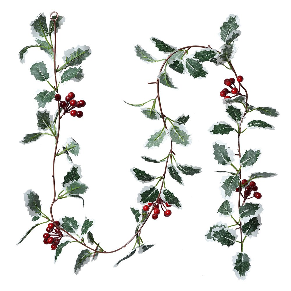 Guirlande de houx de fleurs artificielles 170 cm