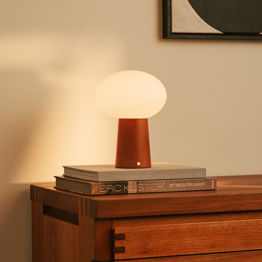 Lampe à poser - sans fil - Bois et Verre givré