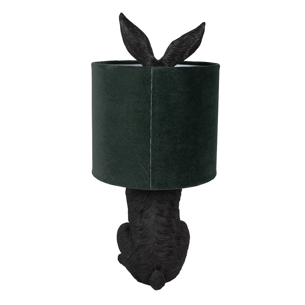 Lampe à poser Lapin - noir et velours vert