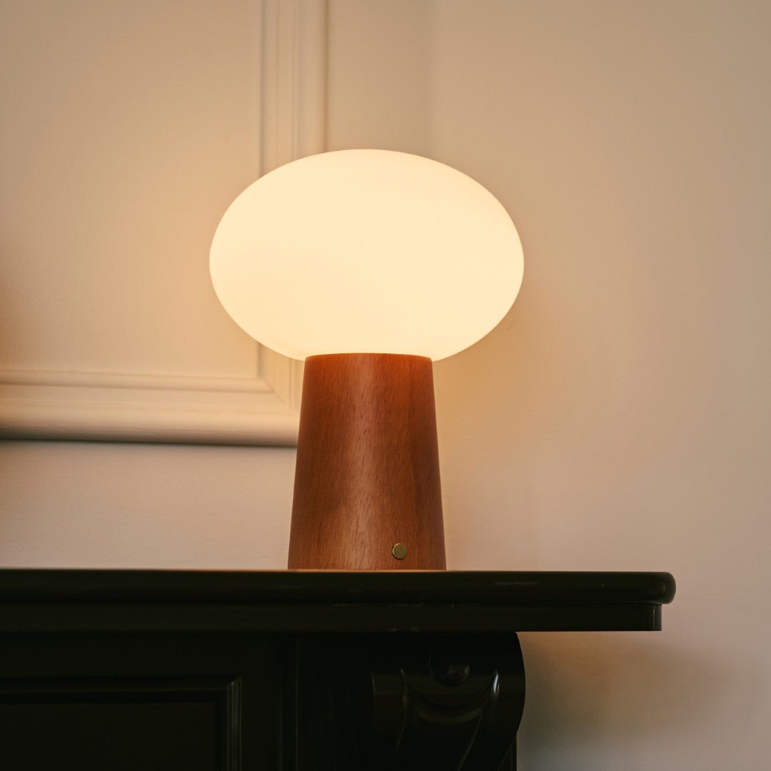 Lampe à poser - sans fil - Bois et Verre givré