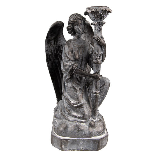 Grey angel candle holder 15x14x29 cm