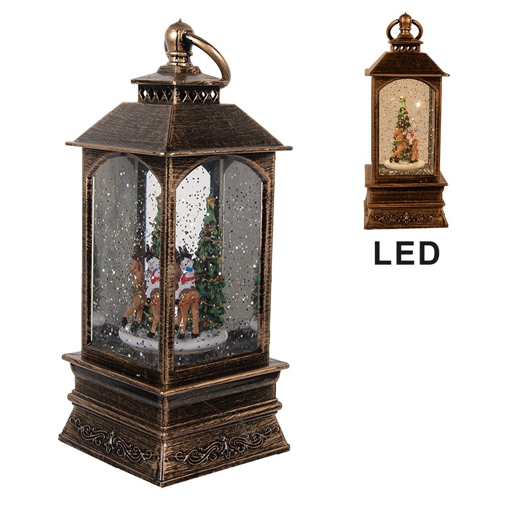 Lanterne de décoration avec arbre de Noël 8x8x20 cm / 3xaaa