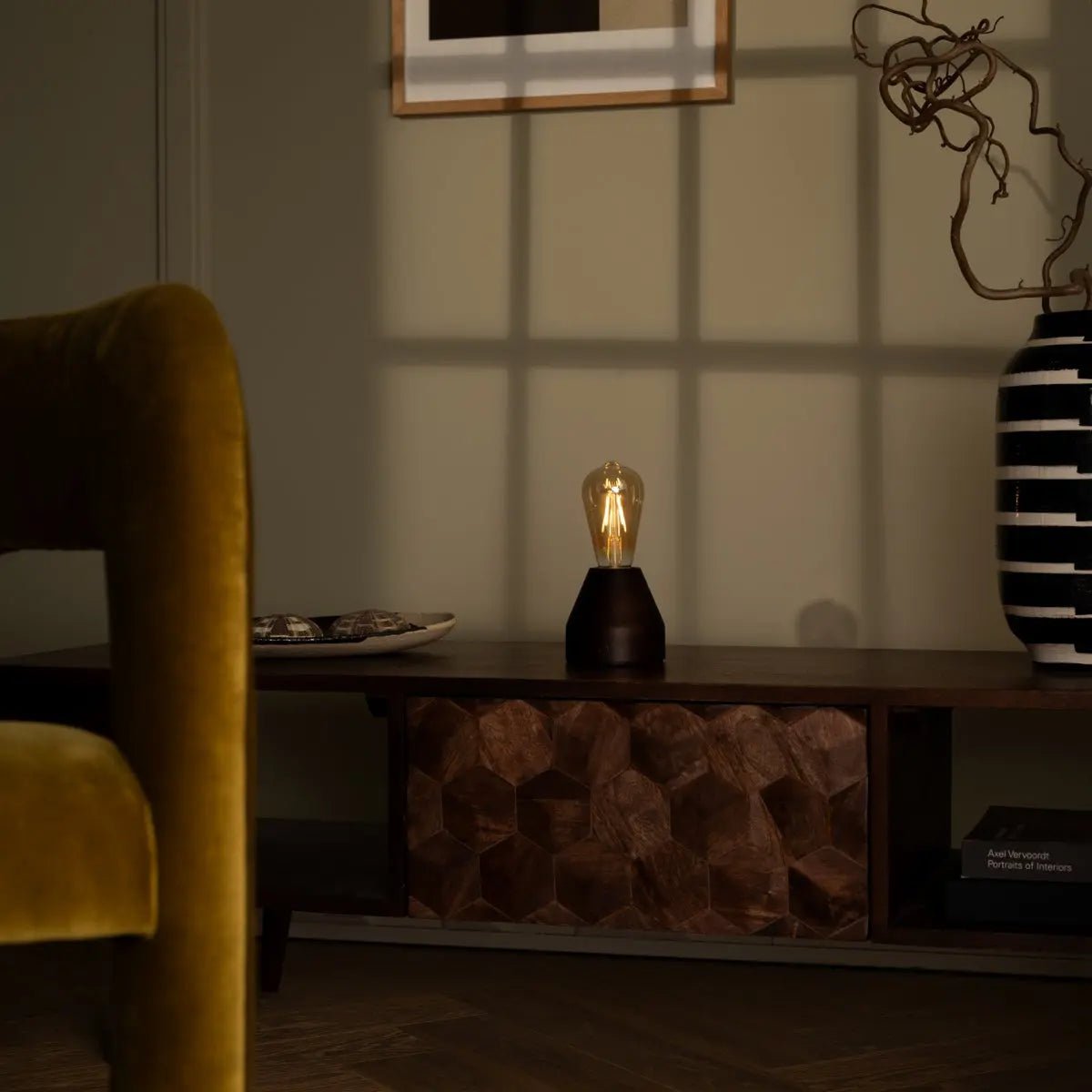 Lampe de table LED rechargeable sans fil - marron foncé