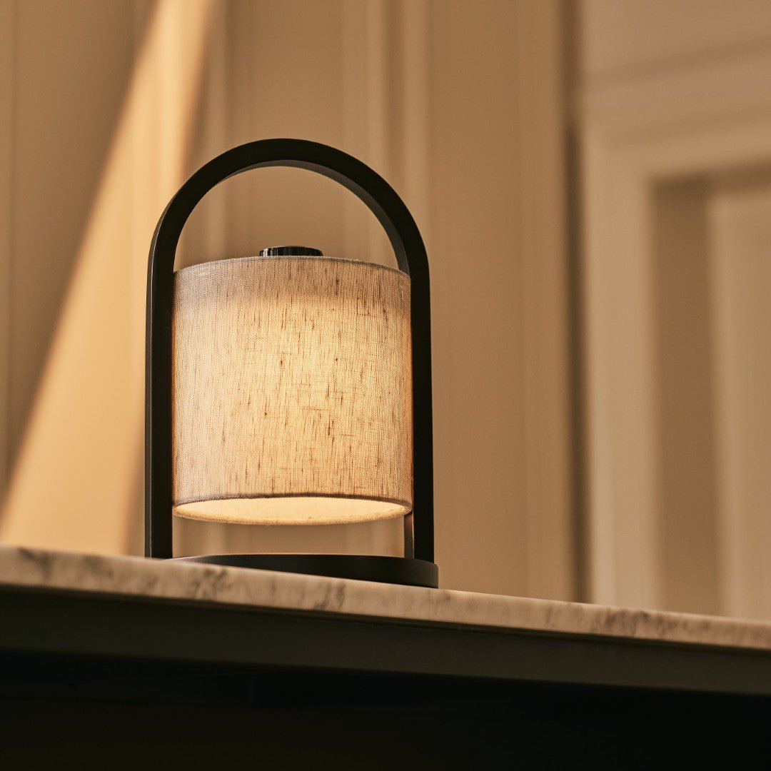 River Black et Gris Lampe rechargeable en bois - Lumière dimmable et sans fil