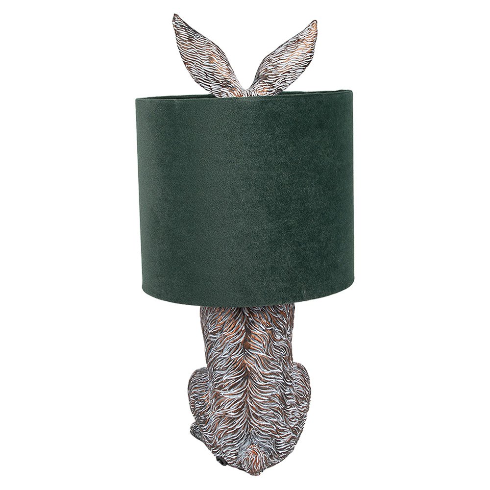 Lampe à poser Lapin - cuivré et vert foncé