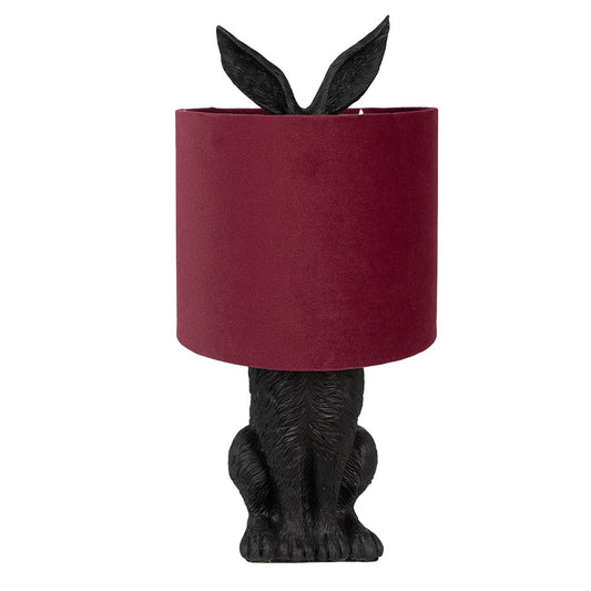 Lampe à poser Lapin- noir et velours bordeaux
