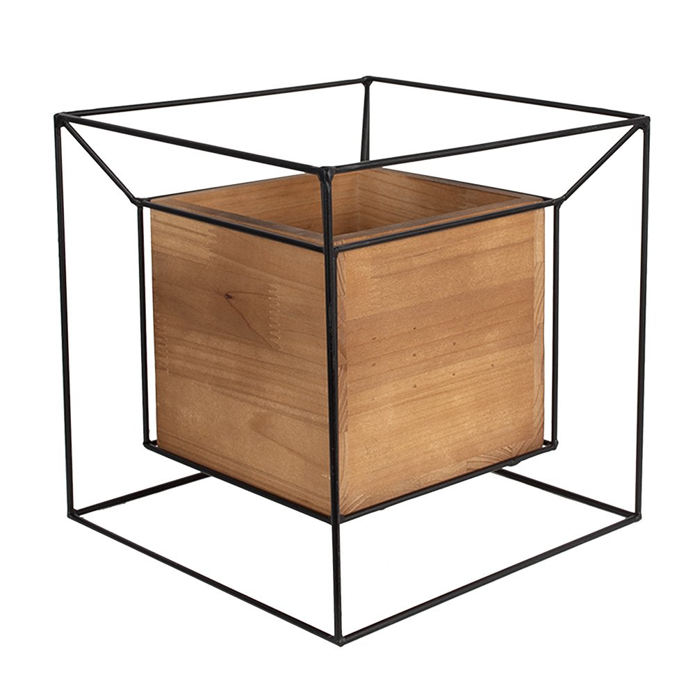 Support pour plantes - Noir - Fer/Bois