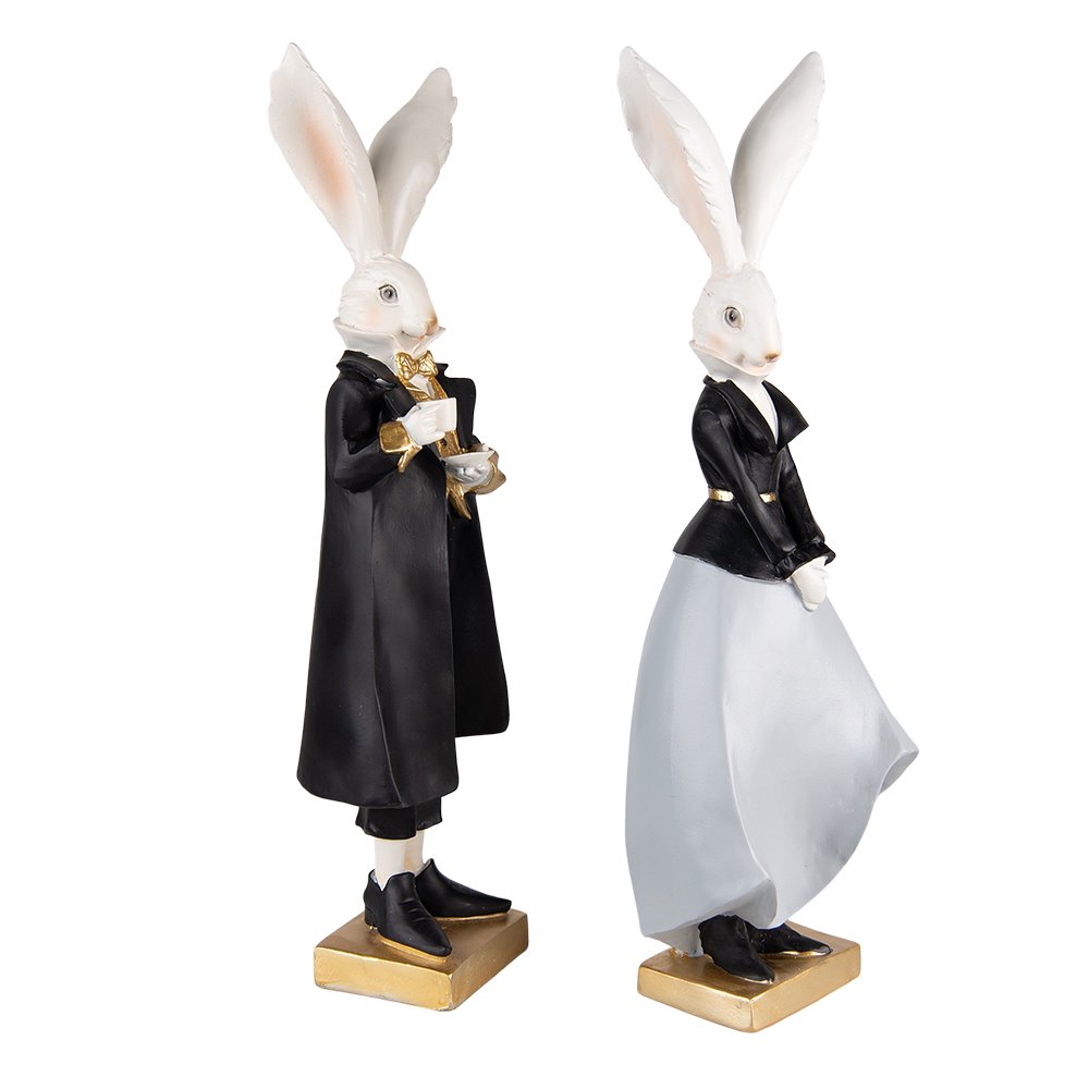 Black and Grey Rabbit Decoration (2) 14x12x47 / 14x12x47 cm