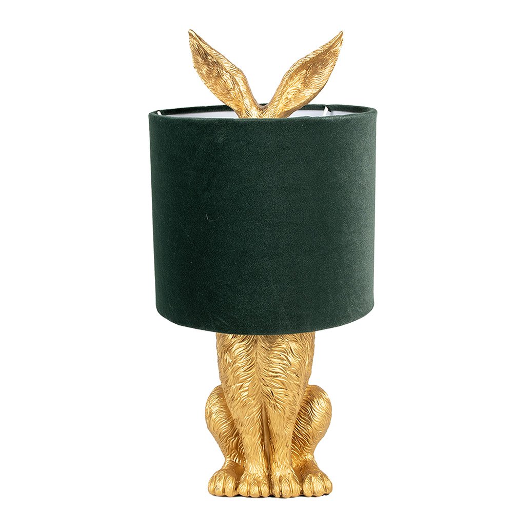 Lampe à poser Lapin - Doré et velours vert
