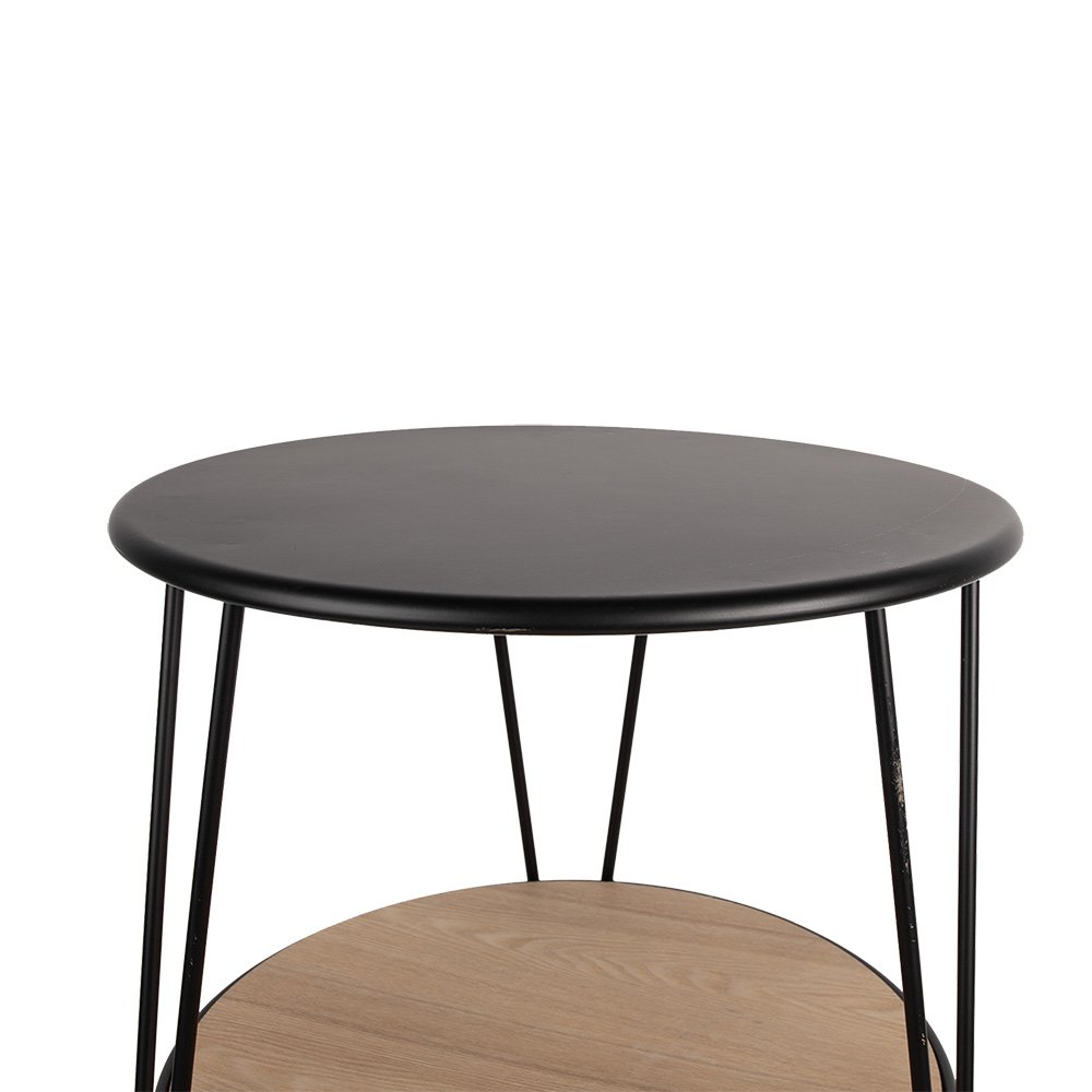 Table d'appoint - noir, fer et bois