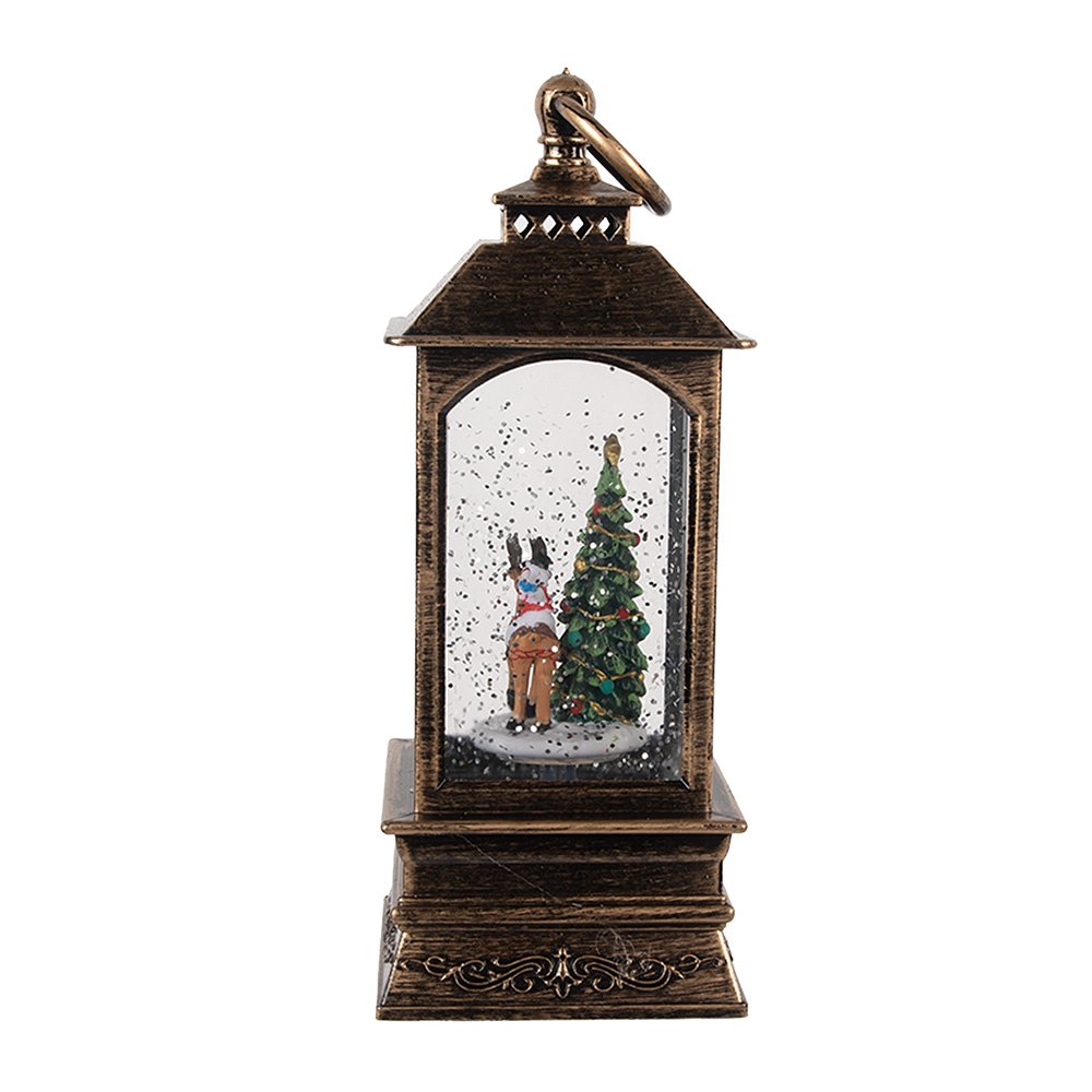 Lanterne de décoration avec arbre de Noël 8x8x20 cm / 3xaaa