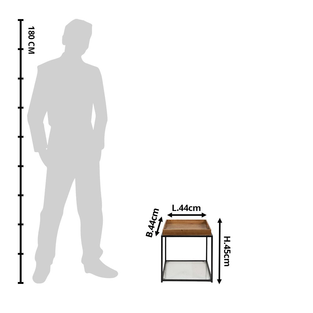 Table d'appoint avec Plateau - Marron/Noir - Fer/Bois