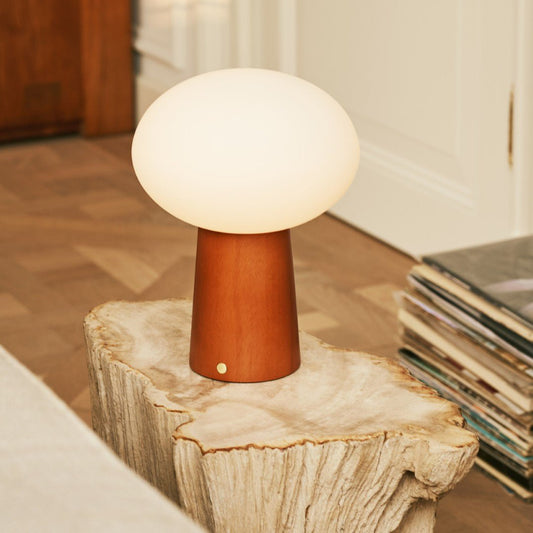 Lampe à poser - sans fil - Bois et Verre givré
