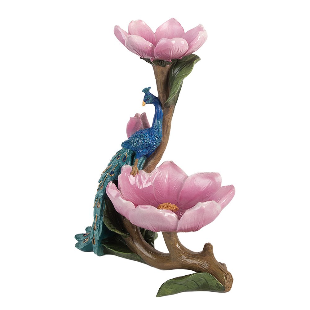 Statuette de décoration paon et fleurs