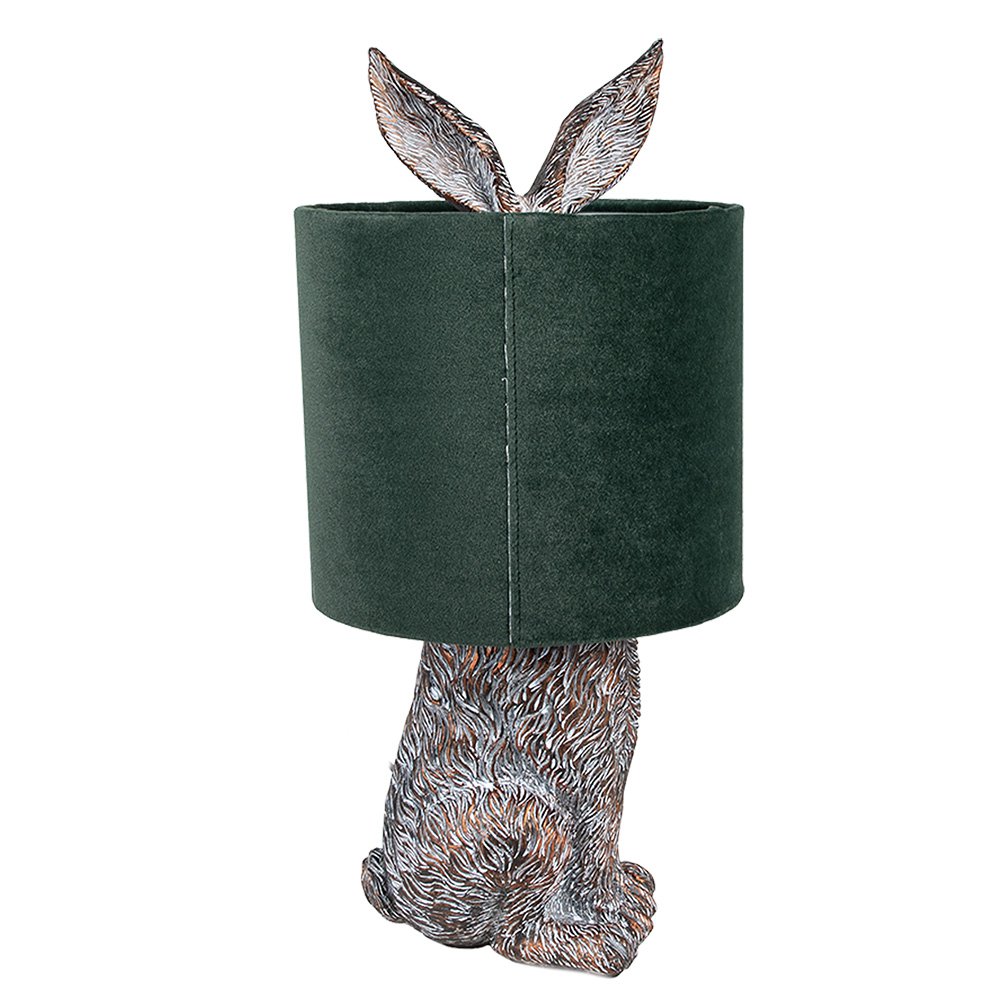 Lampe à poser Lapin - cuivré et vert foncé
