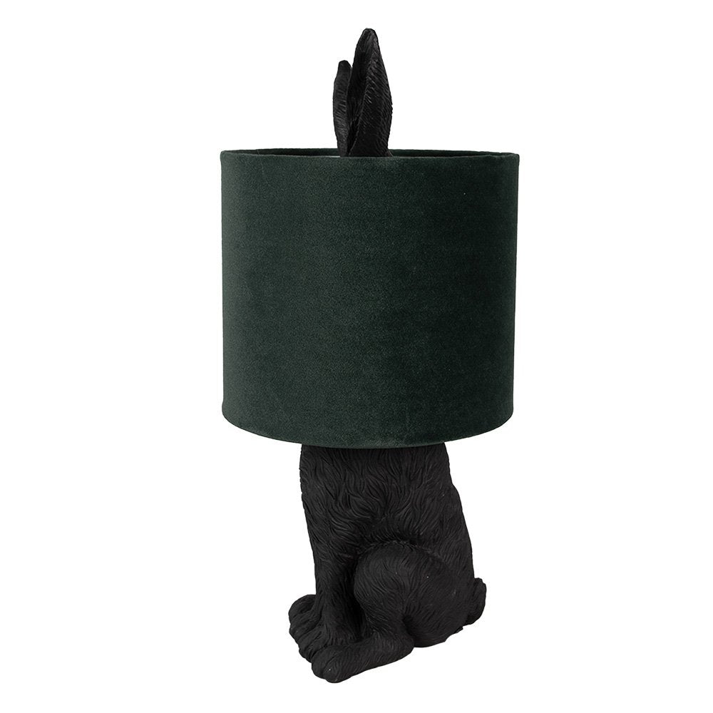 Lampe à poser Lapin - noir et velours vert