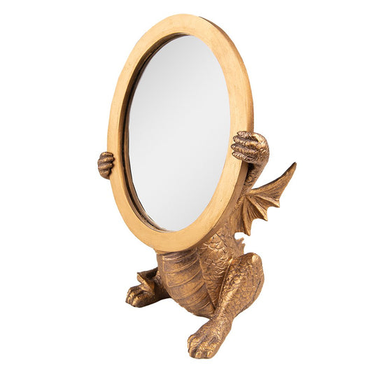 Draak Goudkleurig standing mirror 16x13x25 cm