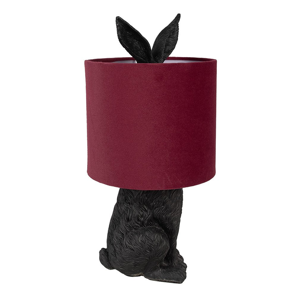 Lampe à poser Lapin- noir et velours bordeaux