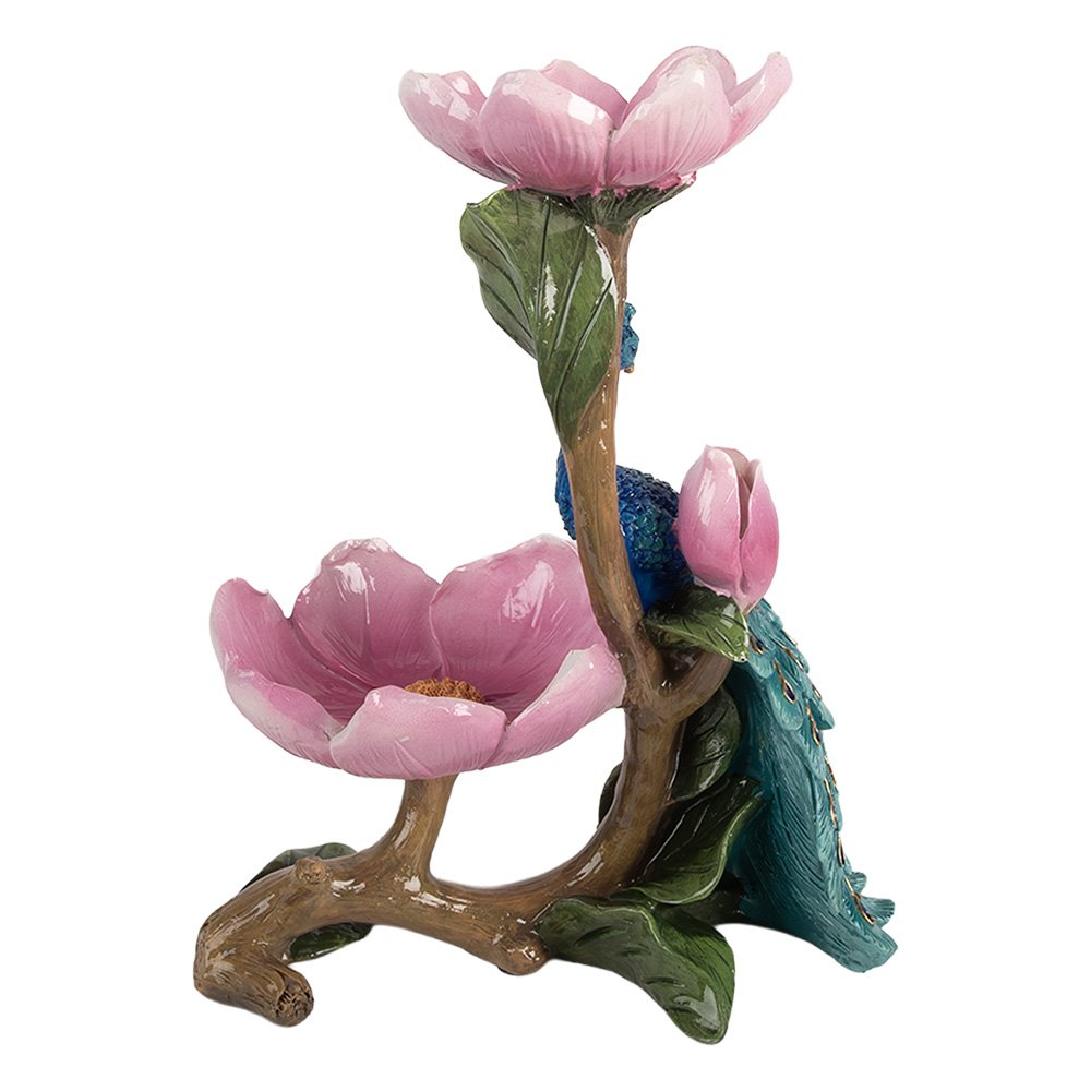 Statuette de décoration paon et fleurs