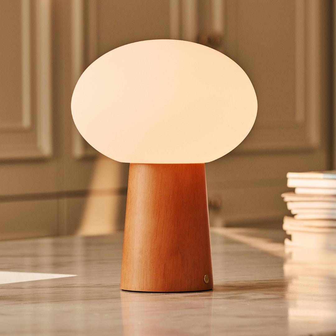 Lampe à poser - sans fil - Bois et Verre givré