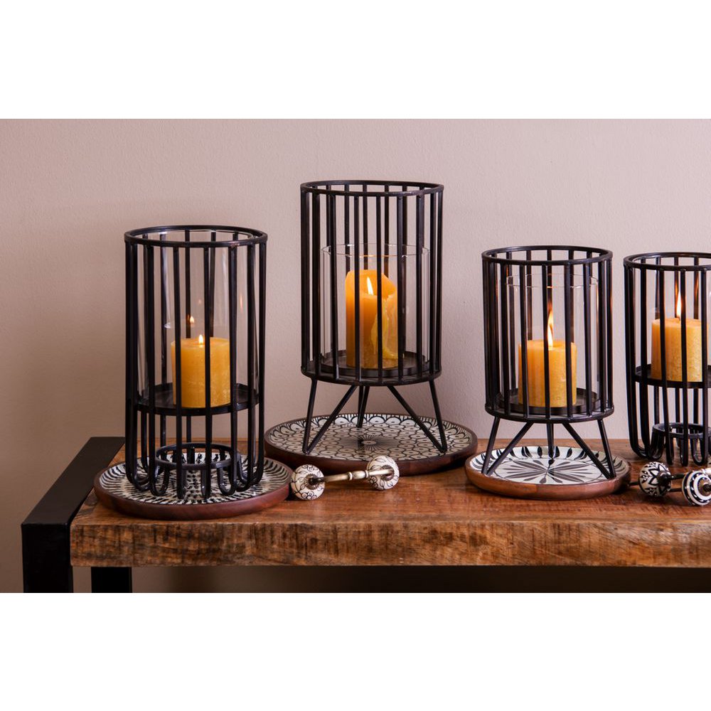 Bougeoir - Métal Noir/Verre